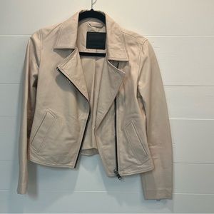ALLSAINTS Vela Leather Jacket Nude Pink Size 6